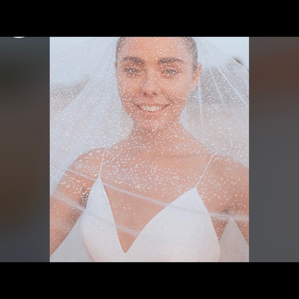 Cathedral glitter bridal wedding veil